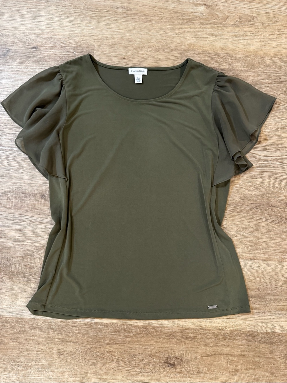 Calvin Klein | Olive Short Sleeve Flowy Top | L